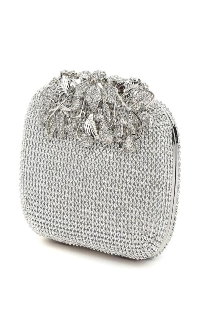

Flower Crystal Evening Bag Clutch Bags Clutches Lady Wedding Purse Rhinestones Wedding Handbags SilverGoldBlack Evening Bag2044646, Black
