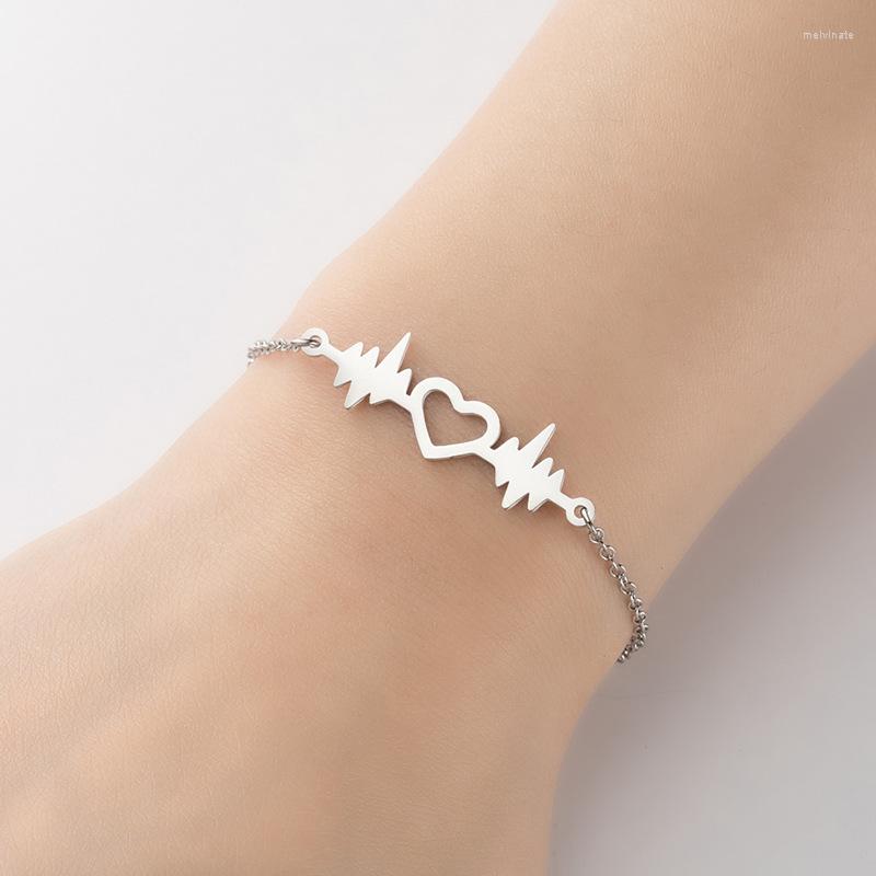 

Link Bracelets Fashion Stainless Steel Charm Bracelet Jewelry Heart-shaped For Women