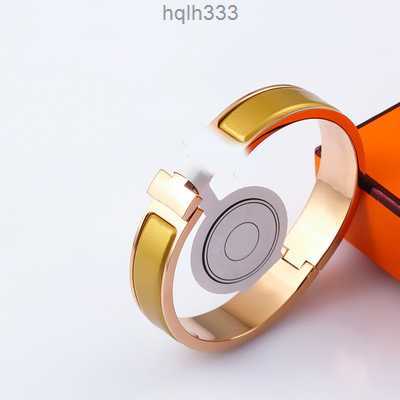 

High Quality Enamel Colors 12mm Bracelets Bangle for Women Stainless Steel 18k Gold Plated Cuff Letter Clasp Bangles Lovers Gift Jewelrysoll4zmz