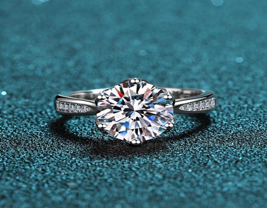

Cluster Rings Inbeaut Quality 925 Silver Excellent Cut 3 Ct Round Pass Diamond Test D Color Moissanite Ring For Women Engagement J7792296