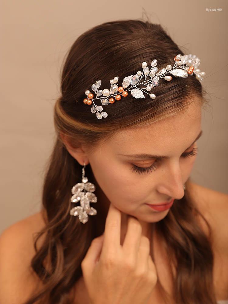 

Headpieces Alloy Crystal Bead Flower Brides Headband Bridal Headwear Wedding Hair Accessories Party Prom Jewelry Bridesmaid Tiaras