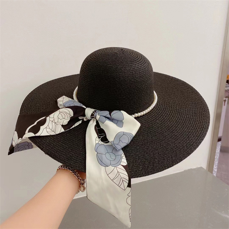 

Casual Fashion Bucket Hats For Womens Ladies Luxury Designer Sandbeach Straw Hat Unisex Summer Outdoor Activities Sports Sunshade Sunhats, Black