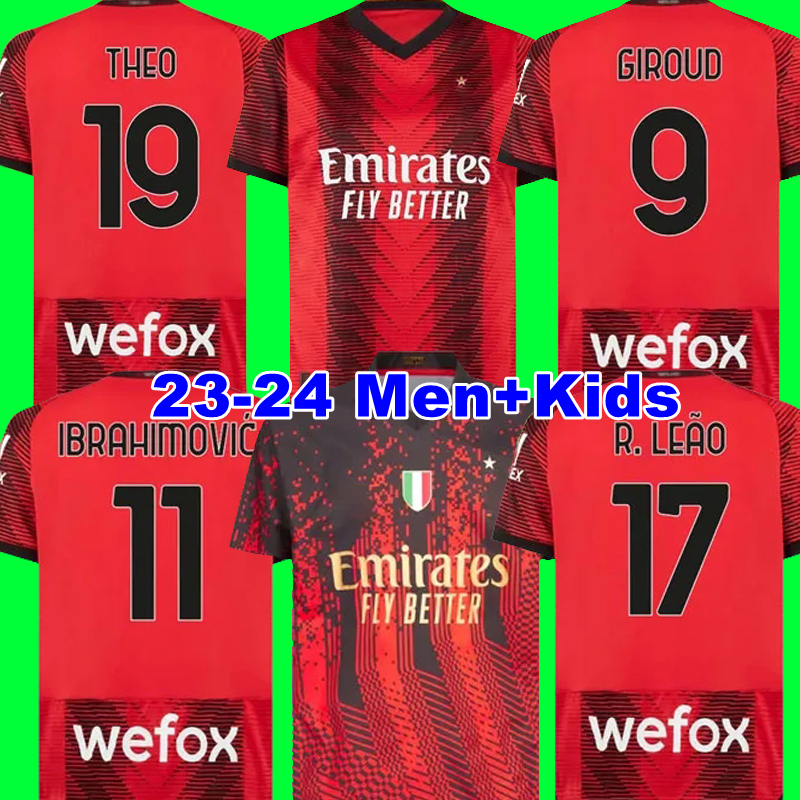 

IBRAHIMOVIC 22 23 24 KOCHE soccer jerseys AC MILANS GIROUD DE KETELAERE R. LEAO TONALI THEO DEST football shirt 2023 2024 special fourth 4th men kids kit uniforms, 22/23 third+ucl