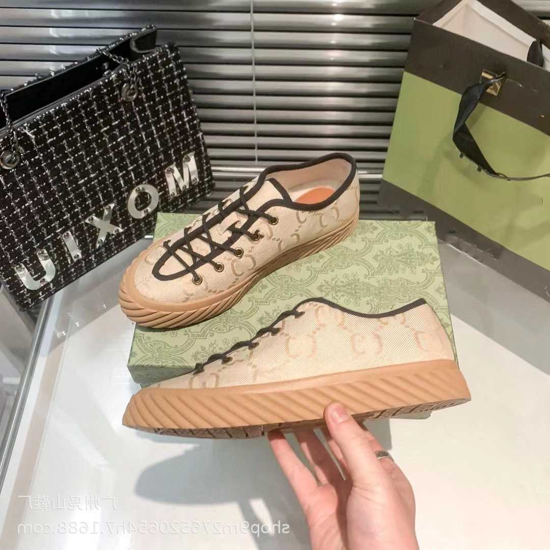

Designer Shoes MAXI Sneakers gucs Cookie Shoes Women's 2023 Spring Festival New Classic Old Flower Canvas Shoes Thick Sole Elevated Strap Casual Couple Shoes, Red