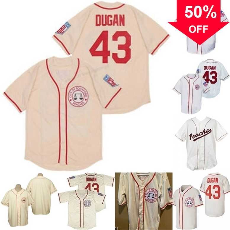 

Xflsp GlaMit Jimmy Dugan #43 Baseball Jerseys Movie Rockford Peaches Tom Hanks 1943 Home Baseball Jersey, 43 white