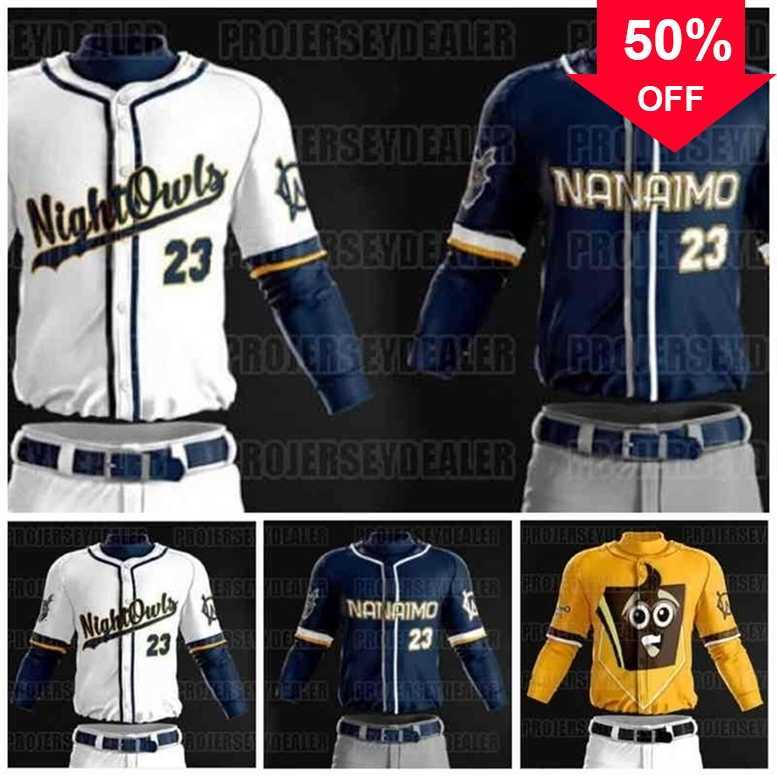 

Xflsp GlaC202 Mens 2021 Nanaimo West League WCL NightOwls Bars Custom Baseball Jersey All Stiched Womens Youth, Bars yellow