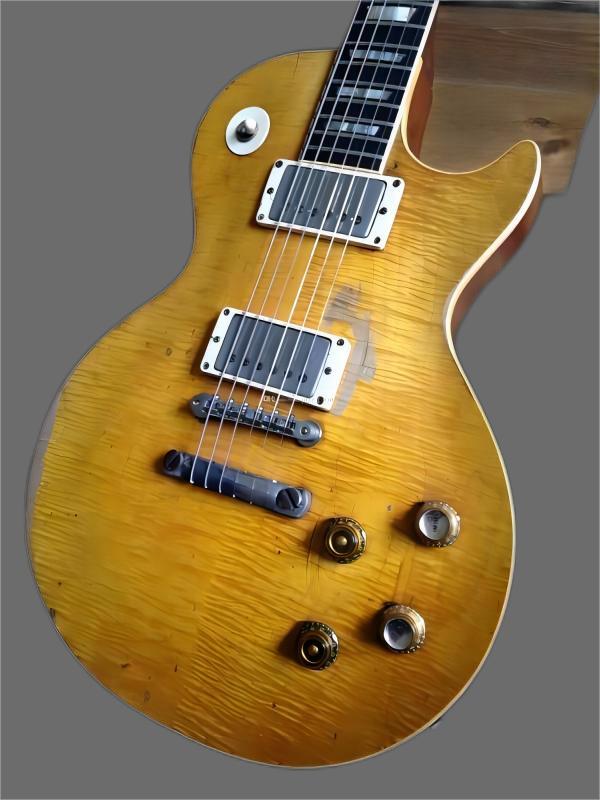 

Custom Shop Gary Moore Peter Green Flame Maple Top Relic lp Electric Guitar One PC Neck (No Scarf Joint ) ,Tribute Aged 1959 Smoked Sunburst