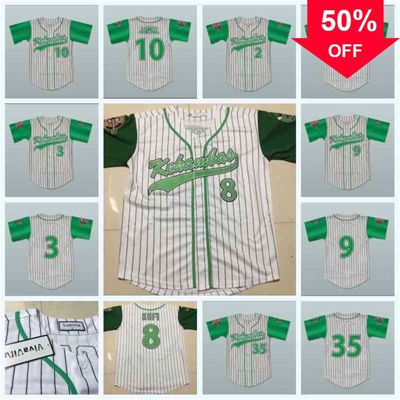 

Xflsp GlaC202 Stitched 8 Kofi Evans 35 Jefferson Albert Tibbs 10 Jamal #2 #9 #3 Kekambas Baseball Jersey with ARCHA Patch and Duffy's Patches Customized