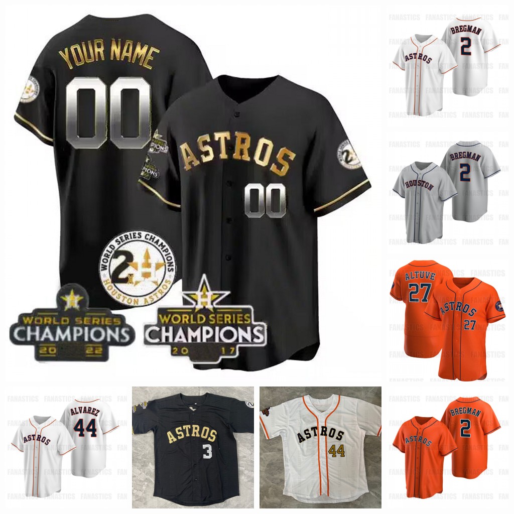 

Jose Altuve Cristian Javier Astros Jersey 2023 Gold Program World Series Champion Jerseys Kyle Tucker Yordan Alvarez Joe Perez Yordan Alvarez Ryan Houston, 2023 gold program white flex base