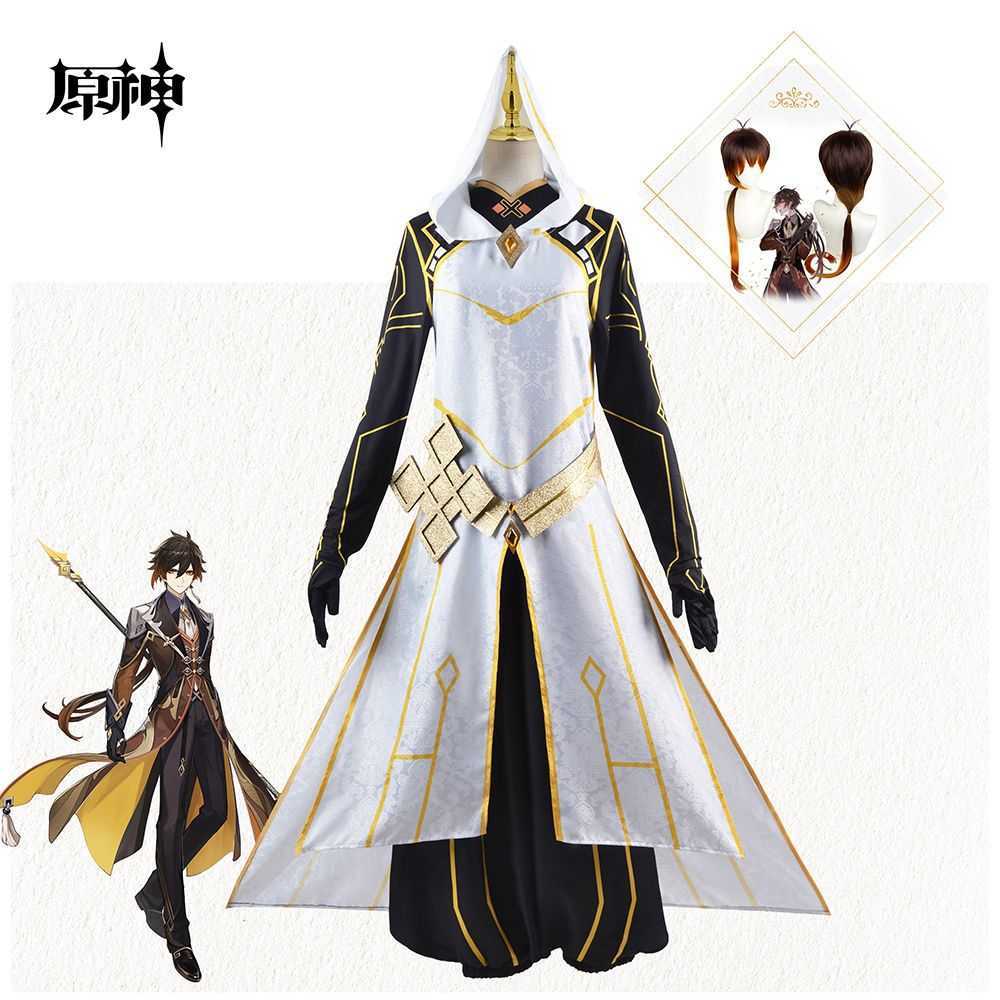 

Anime Costumes Zhongli Comes Anime Genshin Impact Morax Zhongli Cosplay Gentle Full Uniform Wig Suit Halloween Carnival Come Z0602