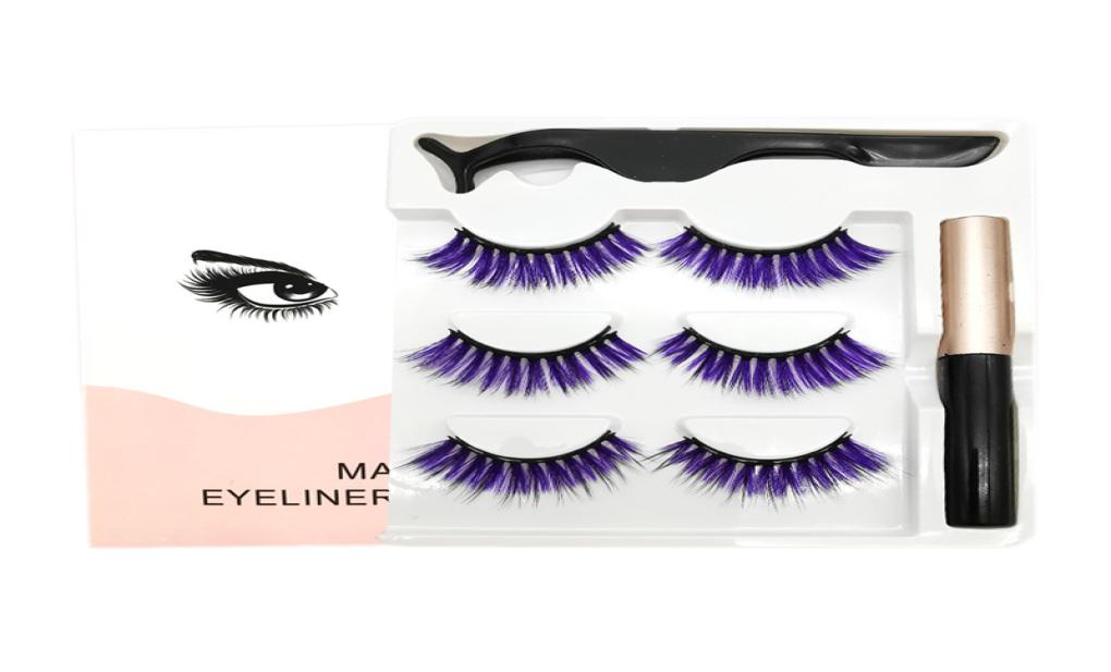 

YioWio 3pairs Strip Colored Magnetic Eyelashes Thick Makeup False Magnet Lashes Bulk With Magnetic Eyeliner Soft Natural Fauc Cils3441494