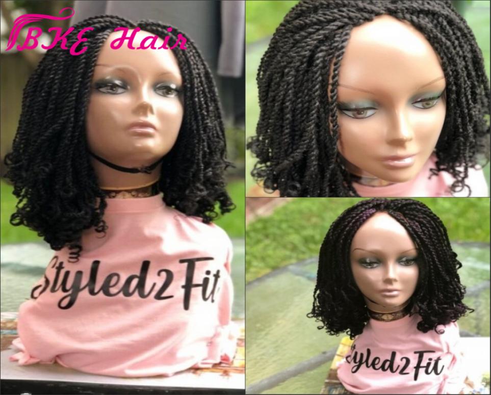 

Popular Short Braided Lace Front Wigs Natural Black Kinky Tip Braid Synthetic Wig For Black women 9940471, Red