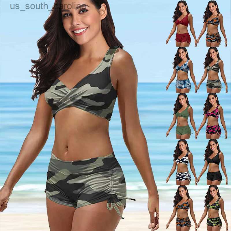 

Camis Camo Bikini Print Women Tank Top Summer Vacation Slim-fit Photogenic Bathing Suit -5XL L230522, Black