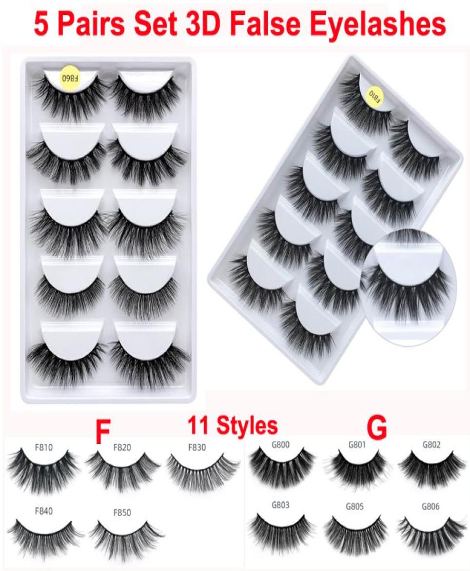 

New 3D False Eyelashes 5 Pairs Eyelash Luxurious Cross Long Hair Faux Mink Eyelashes Dramatic Thick Natural Lashes Eye Makeup Tool3149232
