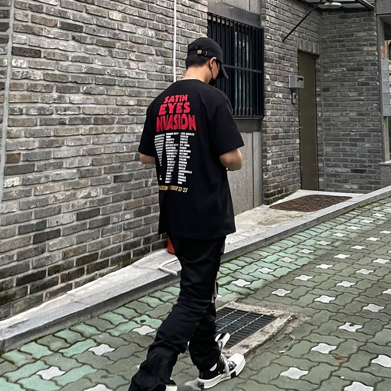 

23ss Europe Premium Cotton T shirt High Street Tee Summer Short Sleeve Ripped World City Casual Men Tshirt, 937 black