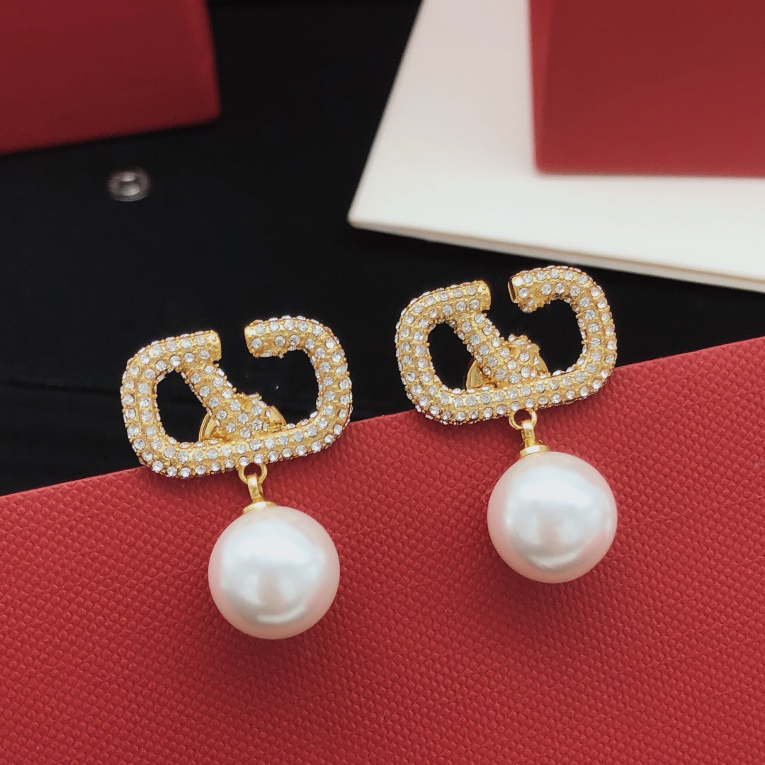 

Designer Earring Charm V Logo Brand Fashion Hoop Jewelry Stud Earing Women Luxury Metal Crystal Pearl Earring Jeweler Women's Gifts ohgf0