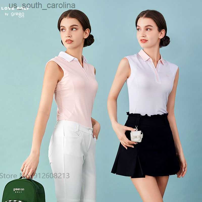 

Camis Love Golf Summer Sports Polo Tank Tops Ladies Sleeveless Quick-dry Golf Vest Women V-neck T-shirts Breathable Slim Shirts -XL L230522, Black