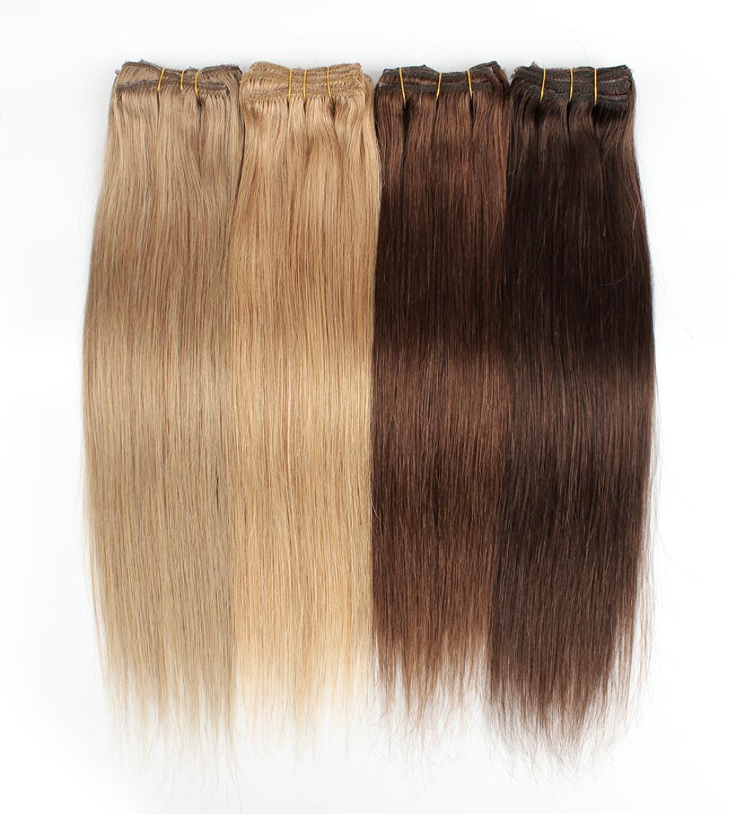 

KISSHAIR 7pcsset clip in hair extension 4 dark brown 27 honey blonde 30 medium auburn clip on hair weft5458511