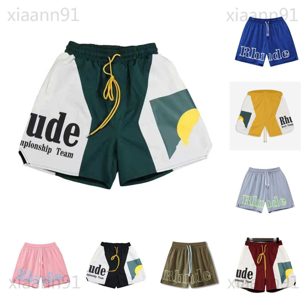 

Designer fashion sports shorts Rhude summer short beach pants mens high quality Pure cotton shorts streetwear loose size five-point basketball pants