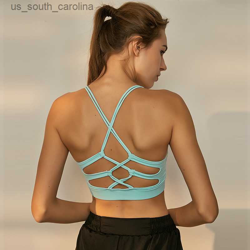 

Camis Women' back cross hollow breathable sports bra underwear sports vest workout tops running fitness tops womens clothing fashion L230522, White