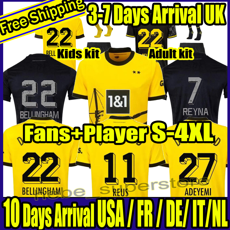 

S-4XL 2023 2024 REUS soccer jerseys 23 24 season HALLER soccer football top shirt NEONGELB BELLINGHAM HUMMELS BRANDT DORtmuND hazard YEYNA men kids kit maillot de foot, 22/23 home