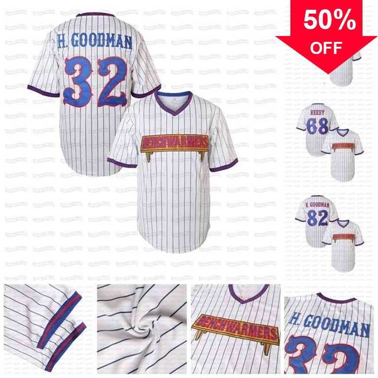 

Xflsp GlaC202 Benchwarmers Jersey 32 Howie Goodman 68 Clark Reedy 82 Richie Goodman 44 Gus Matthews Pinstriped Baseball Jersey for Men S-XXXL