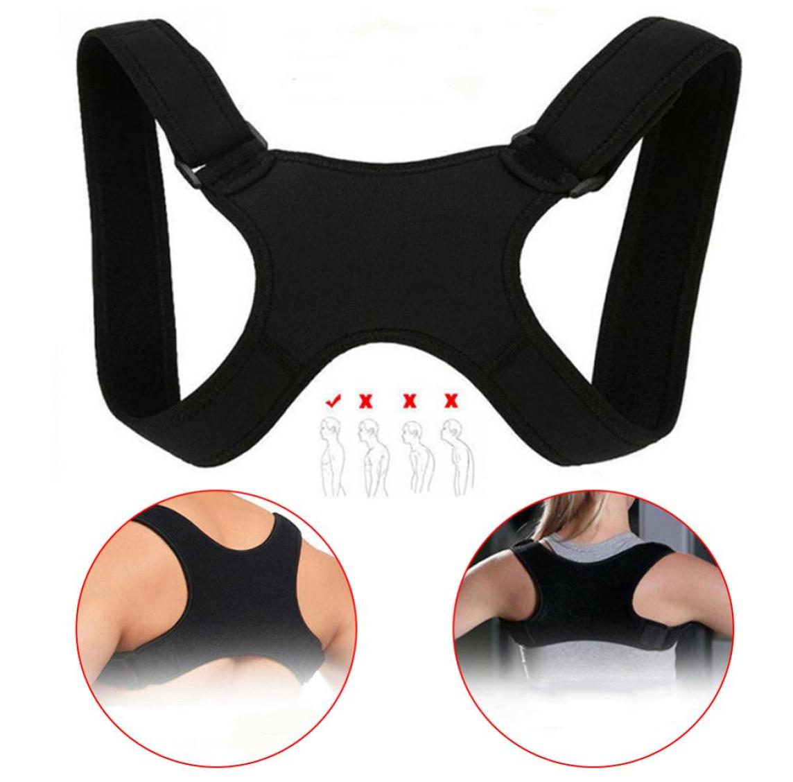 

New Posture Correction Adjustable Back Support Belt Shoulder Therapy Corrective Posture Corrector for men Brace Spine Dropship2747160, Black