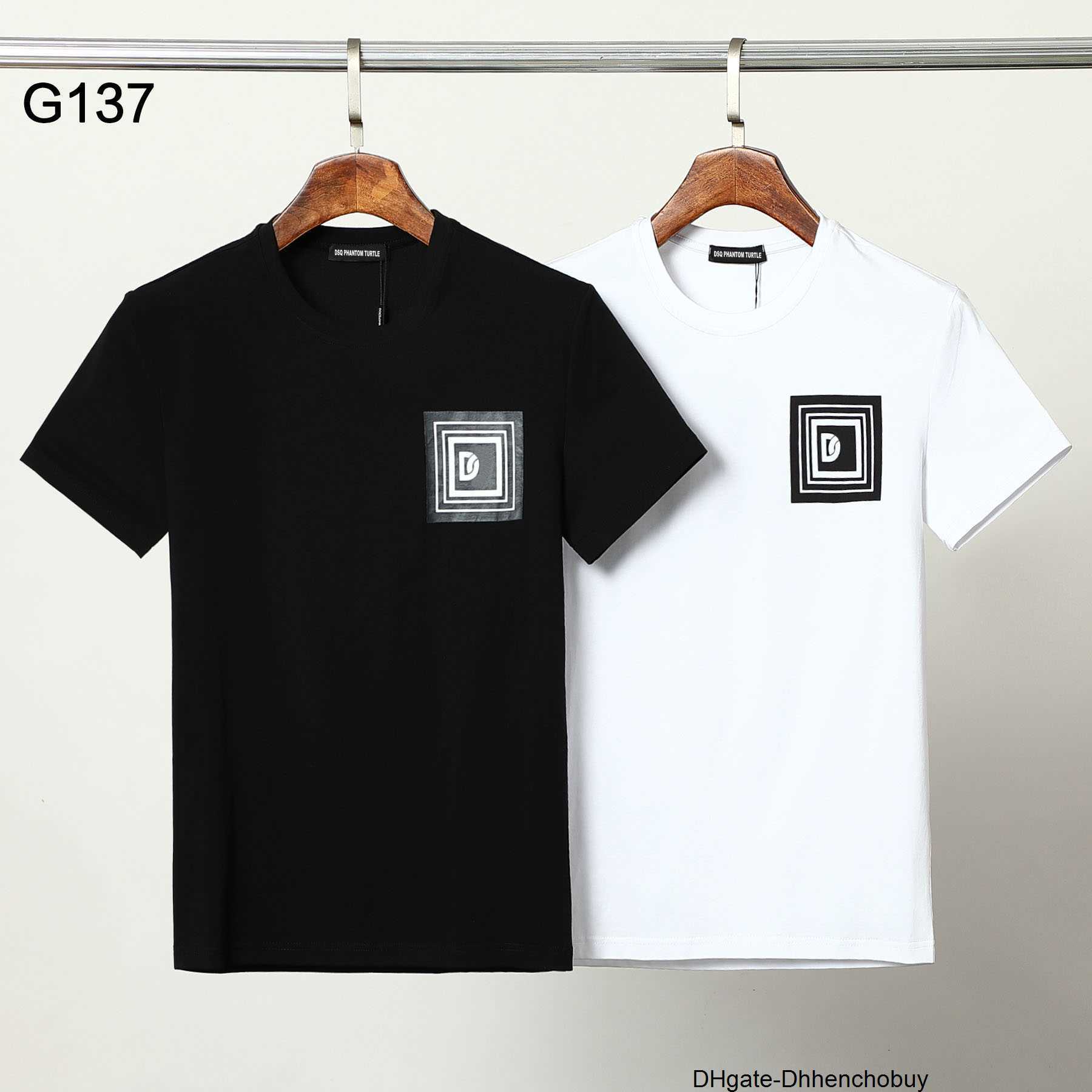 

DSQ PHANTOM TURTLE Mens Designer T shirt Italian Milan Fashion Print T-shirt Summer Black White Hip Hop Streetwear 100% Cotton Tops Plus size 0571 VTFW