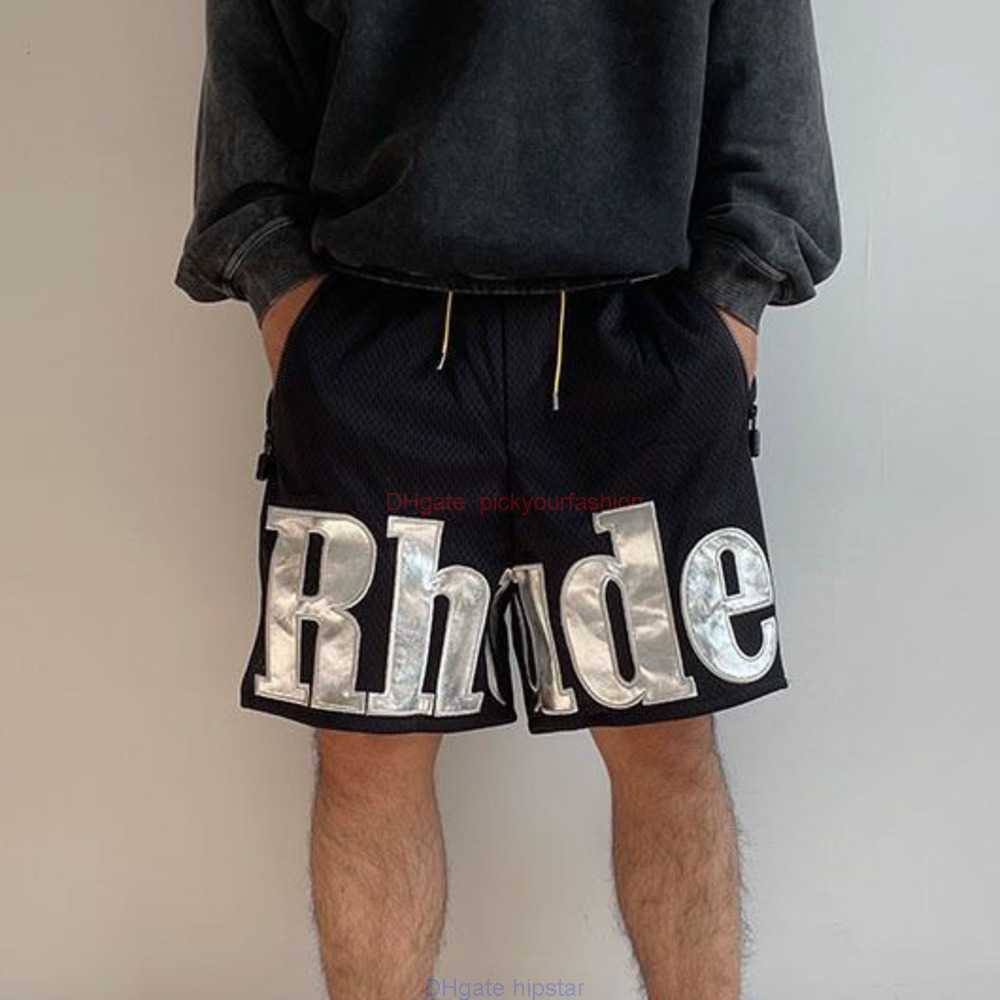 

Designer Short Fashion Casual Clothing Beach shorts Genuine Rhude Drawstring Mesh Basketball Breathable Sports Shorts High Street Loose Beach Pants Capris Jogger, Black