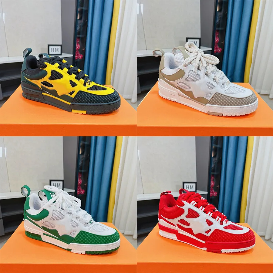 

2023New Designer Casual Shoes Men Sneakers Rubber Platform Trainers Genuine Leather Sneaker Multicolor Lace-up Skate Shoes Fashion Running Shoes 38-44, Color 3