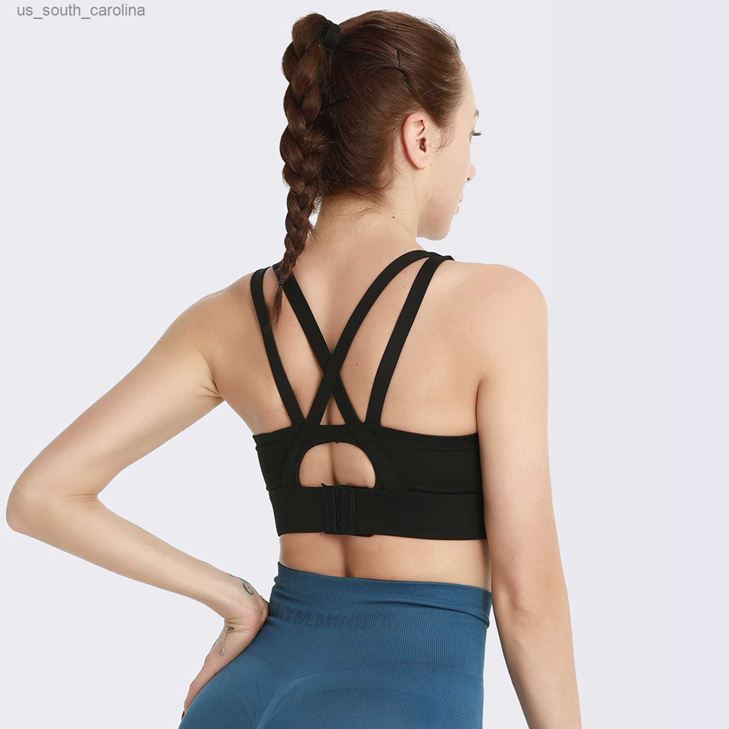 

Camis Women High Impact Yoga Bra Strappy Yoga Cropped Top Solid Sports Bra Women Sportswear Fitness Gym Tank Top Running Shirt L230522, Red