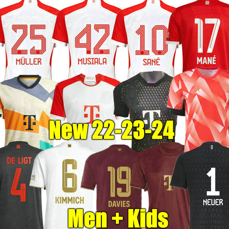 

MANE DE LIGT soccer jerseys 22 23 24 HERNANDEZ SANE KIMMICH MULLER DAVIES FANS Player football shirt Men Kids kit 2023 2024 uniform JOAO CANCELO MUSIALA Bayern Munich, 23 24 gk aldult + bundesliga