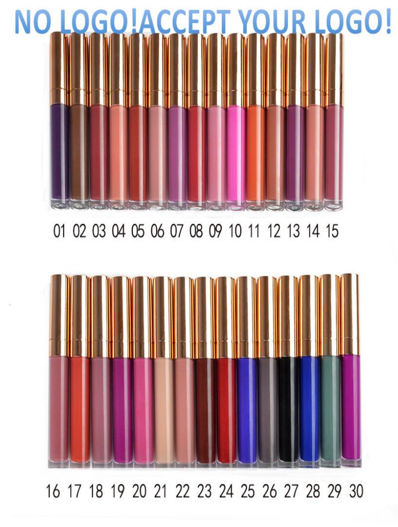 

No Brand40 colors velvet Matte Lip Gloss Waterproof Customized lipgloss long Lasting liquid lipstick accept your logo9792403, Army green