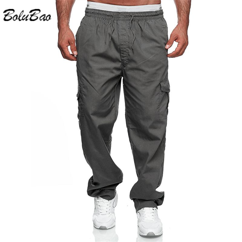

Pants Bolubao Men Spring Summer Casual Trousers Solid Color Multipocket Loose Straight Cargo Pants Outdoor Sports Fiess Pants Men, Silver