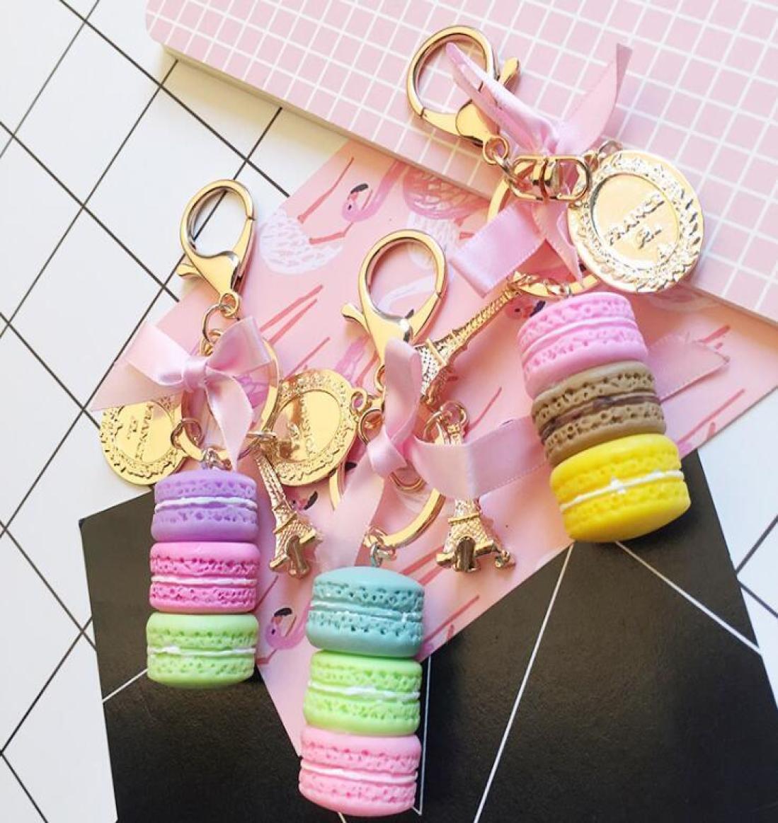 

New Macaron Cake Key Chain Fashion Cute Keychain Bag Charm Car Key Ring Wedding Party gift Jewelry For Women Men GC1288279447