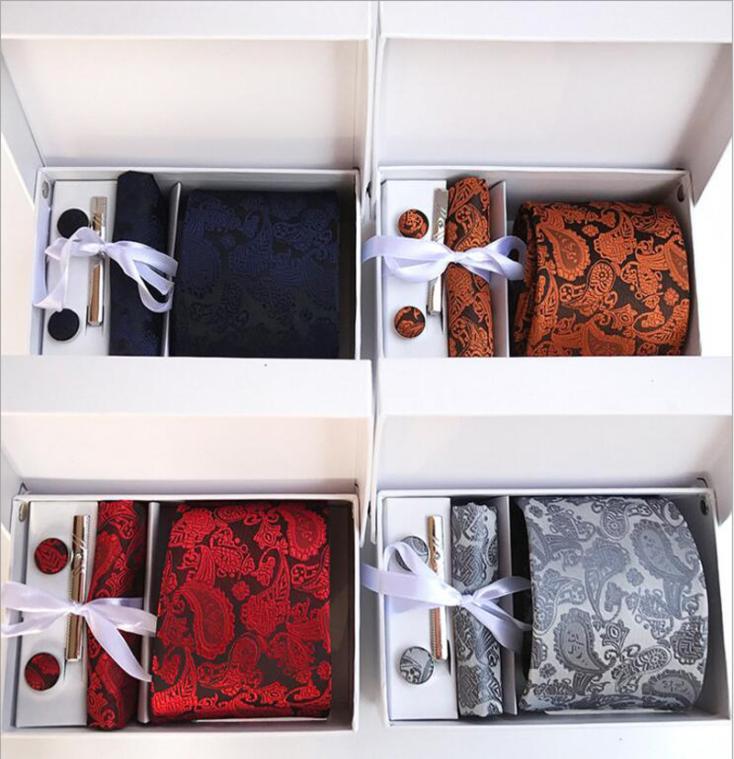 

180 Styles Neck Tie Set Paisley 8 cm Men Necktie Silk Tie Wedding Accessories Business Tie Hanky Set TieTie ClipsCufflinksHank8532623