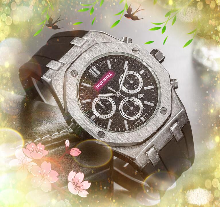 

Famous all dials working classic designer watch 42mm Luxury Fashion Stainless Steel Rubber Band Men Clock Large dial man quartz Classic Wristwatches montre de luxe, As pic