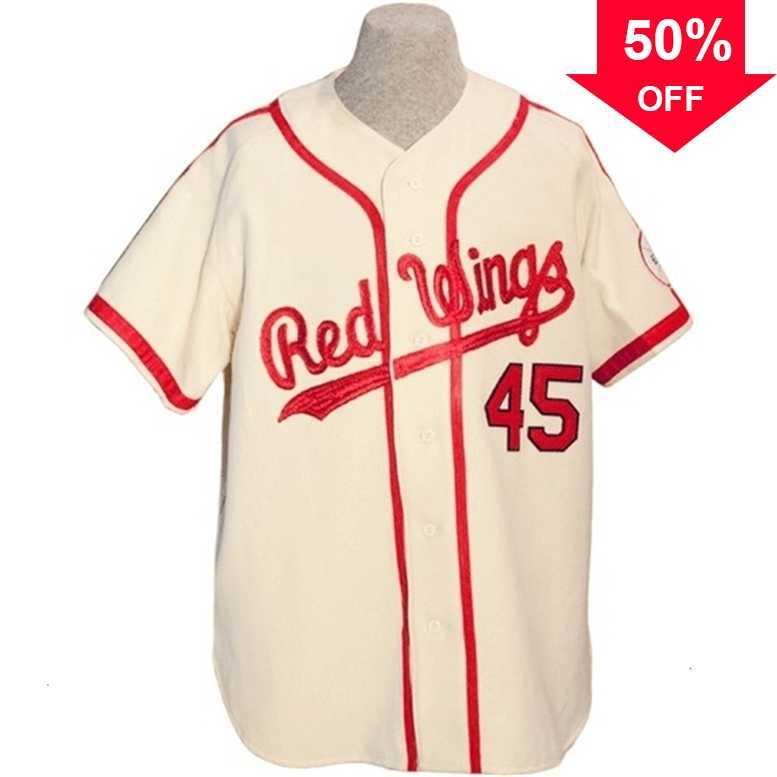 

Xflsp GlaMitNess Rochester Red 1962 Home Jersey 100% Stitched Embroidery s Vintage Baseball Jerseys Custom Any Name Any Number, 45 white