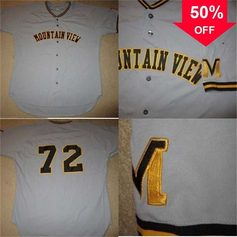 

Xflsp GlaMit Mountain View High School #72 Baseball Game Worn Jersey 100% Stitched Custom Baseball Jerseys Any Name & Number vintage, Grey
