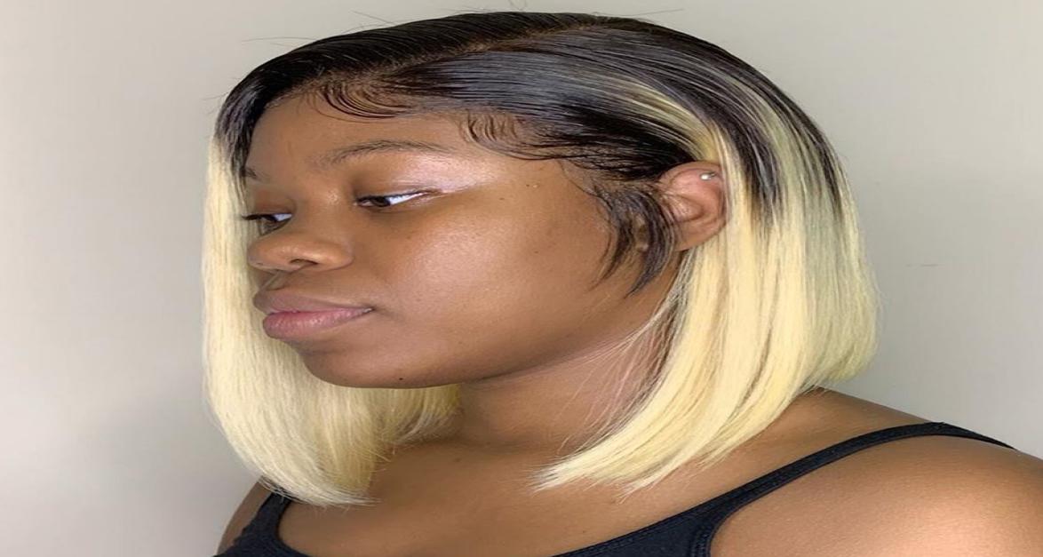 

Short Lace Front Human Hair Wigs Ombre 4 Colors T1b 613 Blonde Color Brazilian Remy Hair Bob Wig for Black Women7046545