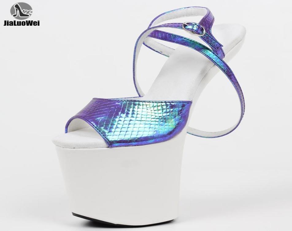 

Sandals 8 Inch Hoof Heel Fashion Shoes Exotic Pole Dance Heelless Platform Sandals14593762, Blue