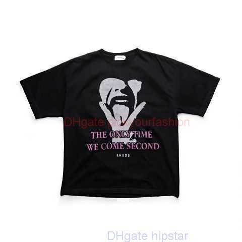 

Designer Fashion Clothing Tees Tshirt Ru235 Rhude Black 'come Second' Portrait Rock Vintaget T-shirt Cotton Streetwear Tops Casual Sportswear Rock Hip hop for sale, Black/ru235