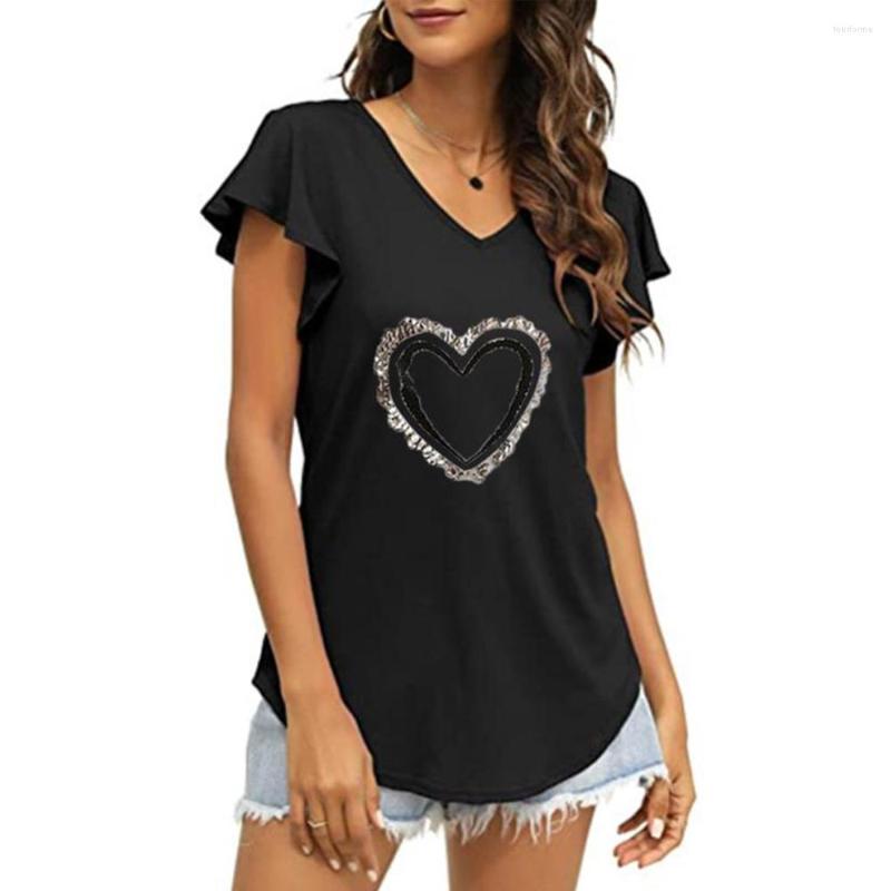 

Women's T Shirts Womens Summer Short Sleeve V-Neck T-Shirt Ladies Basic Regular Butterfly Street Style Tops Clothing For, Black