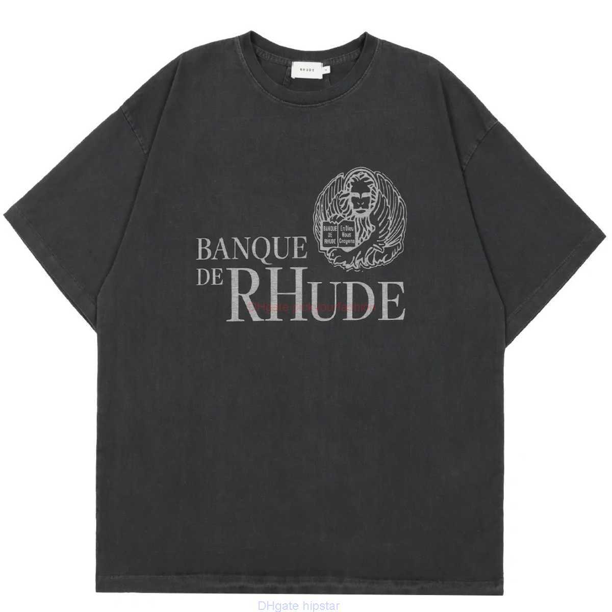 

Designer Fashion Clothing Tees Tshirt H8009# Rhude Bank Slogan Short Sleeve T-shirt Cotton Streetwear Tops Casual Sportswear Rock Hip hop for sale, Black/h8009
