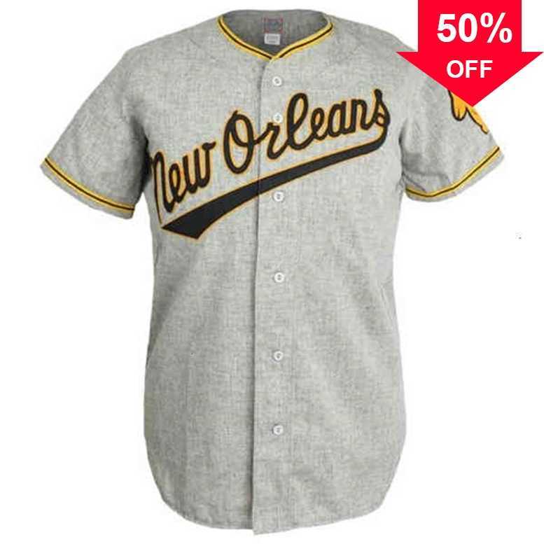 

Xflsp GlaA3740 Pelicans 1955 Road Jersey 100% Stitched Embroidery Vintage Baseball Jerseys Custom Any Name Any Number Fast Shipping, 7 grey