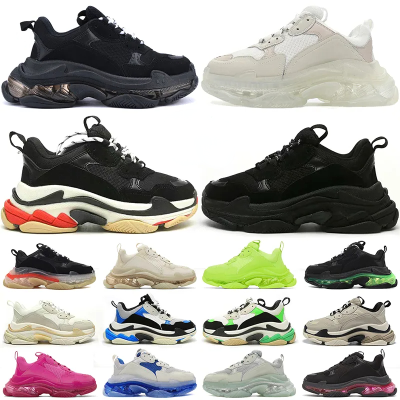 

2023Casual shoes triple s sneakers for men women designer shoes luxury Black White Beige Teal Blue Bred Red Pink mens trainers clear sole platform Tennis 36-45, 14
