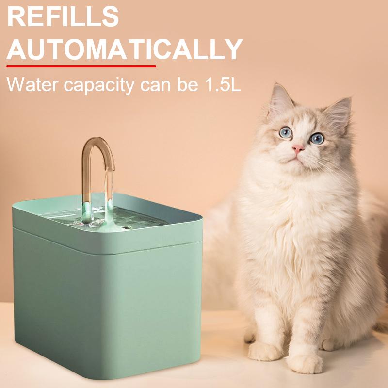 

Feeders 1.5l Cat Water Fountain Automatic Filter Usb Electric Mute Cat Drinker Bowl Recirculate Filtring Pet Cats Drinking Dispenser