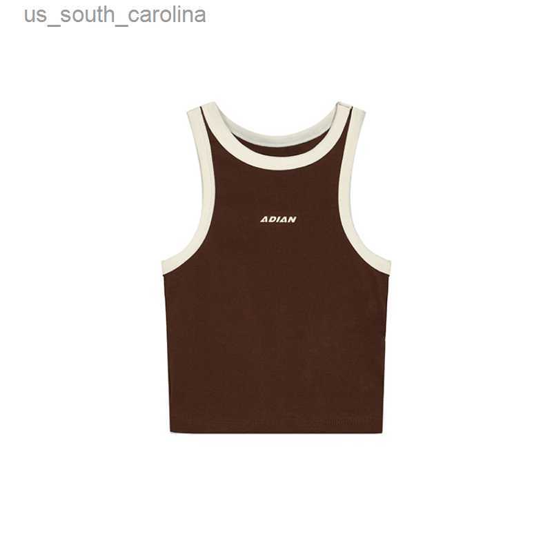 

Camis European and American Casual Color Contrast Letter Printed Women's Sleeveless T-shirt Summer New Female Sexy Round Neck Vest L230522, Blue