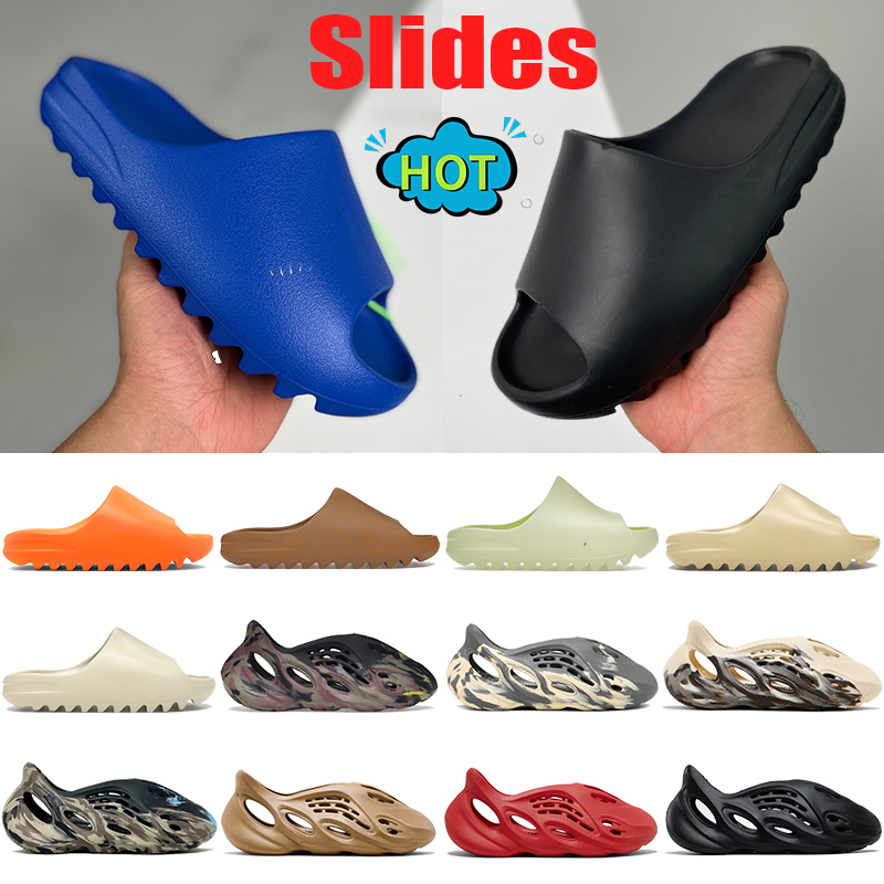 

Designer Slippers mens Slides Foam runner sandals Azure onyx MX cinder Carbon sulfur beach slipper ochre bone resin Desert sand flax summer flat womens slide EUR 36-47, 27 sulfur