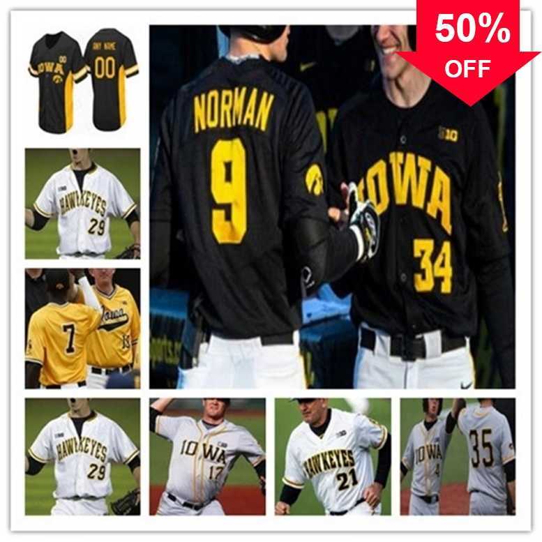 

Xflsp GlaMitNess College Baseball Stitched Jersey Iowa hawkeyes black Mens Womens Youth any Name and any Nmber Mix Order